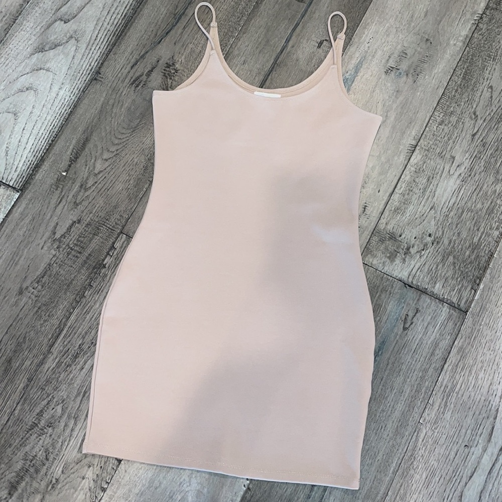 Mini Body-con Dress Color Tan Size L - Picture 3 of 12